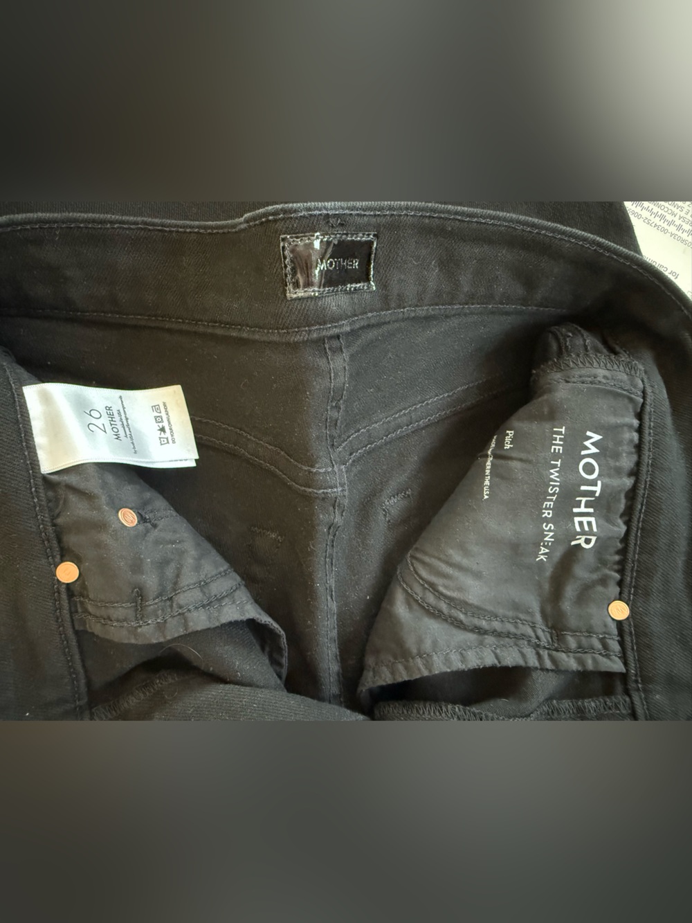 NEW MOTHER The Twister Sneak Jeans Black High Rise Wide Leg Womens 26 Denim - Picture 8 of 9